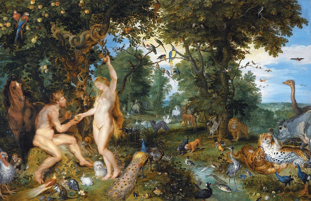 Czy Adam i Ewa zjedli w raju jabłko? Na obrazie "upadek człowieka" - tu jeszcze Ewa sięga po granat